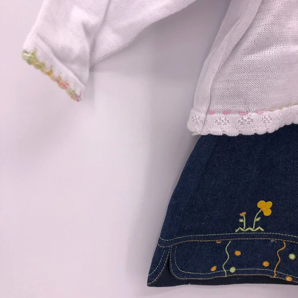 NWT 12 Mo Cucci Bebe Jumper‎ Overall Dress w Sweater Applique Embroidery Crochet